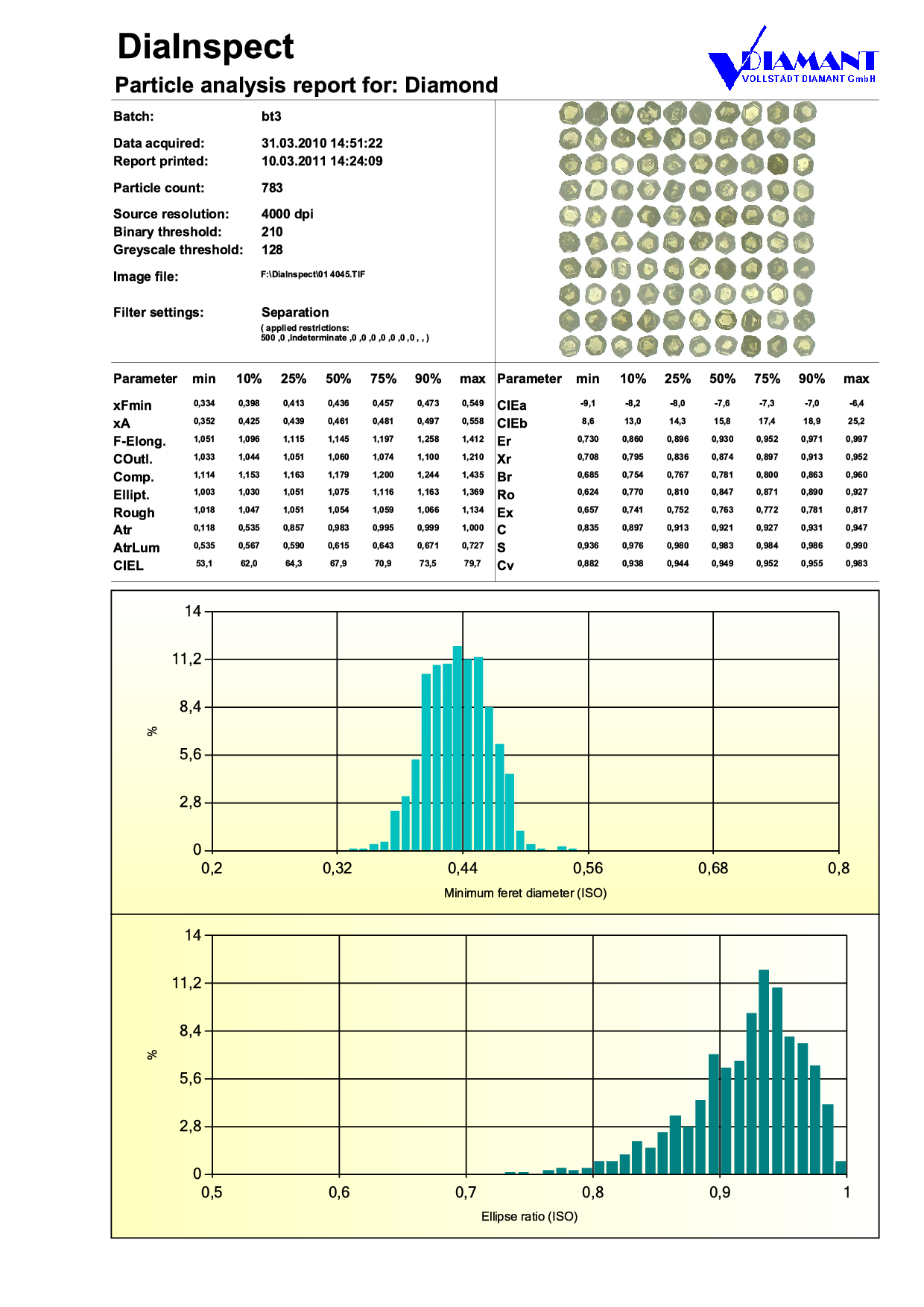 DiaInspect S Report VDiamant DiaInspect DLM